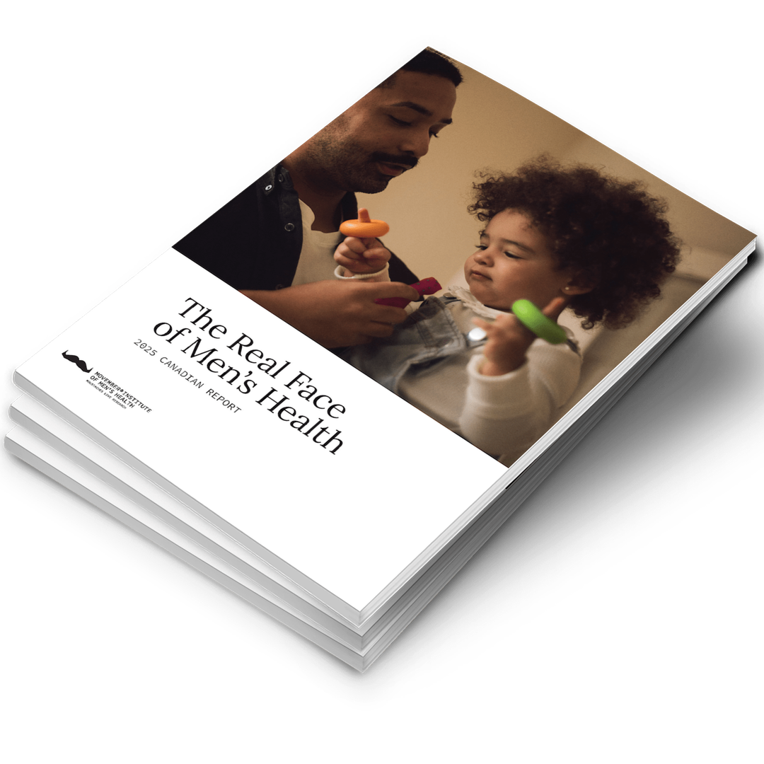 Photo of a Movember report titled the Real Face of Men's Health.