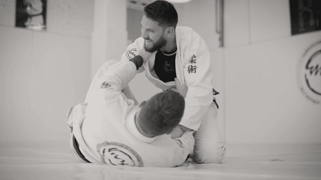 Two men practicing martial arts